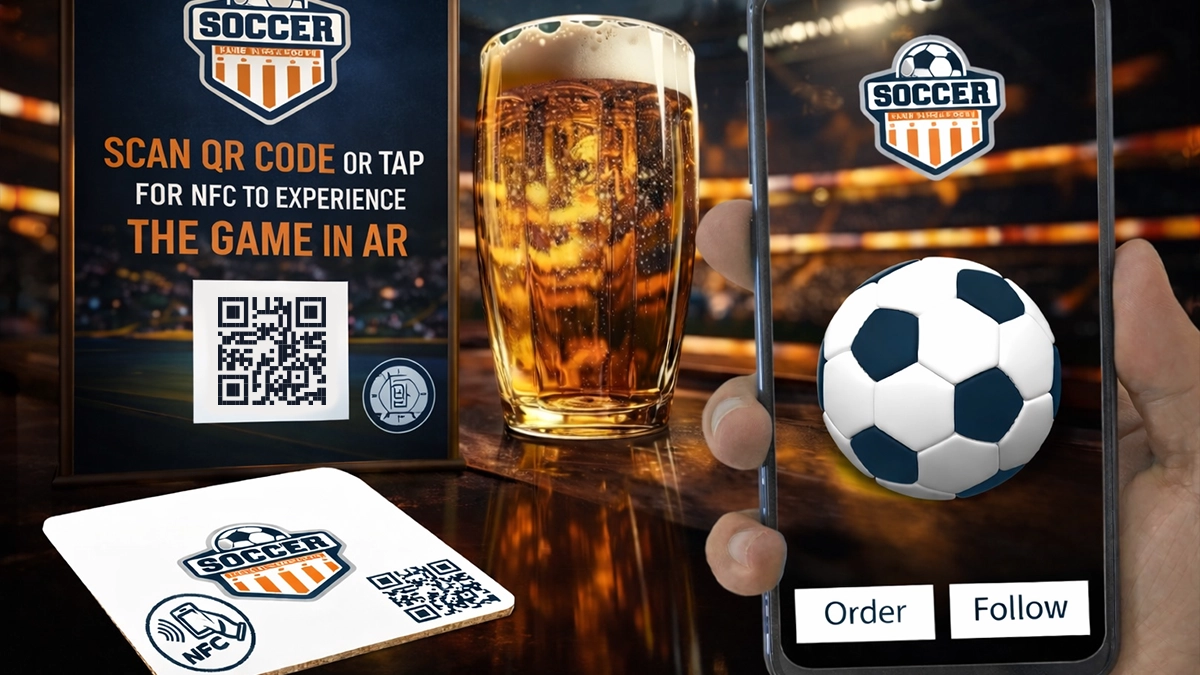 Traditional print media enhanced by Mobile AR through QR codes and NFC.