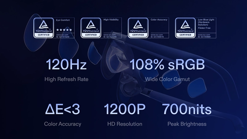 Close-up of XREAL 1S AR Glasses showing advanced features